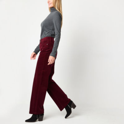 St. John's Bay Womens Mid Rise Wide Leg Corduroy Pant