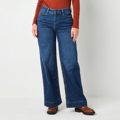 Liz Claiborne Womens High Rise Wide Leg Jean