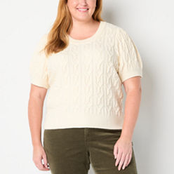 St. John's Bay Plus Size Short Sleeve Sweaters & Cardigans