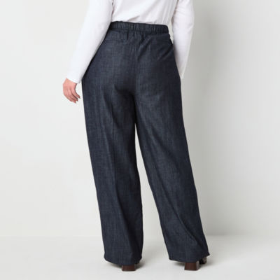 Liz Claiborne-Plus Margot Tailored Loose Fit Wide Leg Trouser