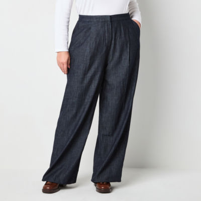 Liz Claiborne-Plus Margot Tailored Loose Fit Wide Leg Trouser