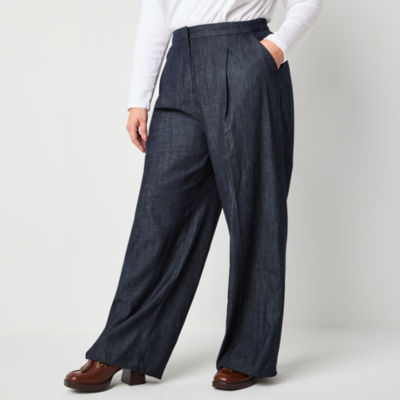 Liz Claiborne-Plus Margot Tailored Loose Fit Wide Leg Trouser