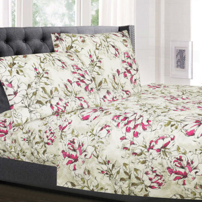 Sweet Home Collection Dolce Floral Wrinkle Resistant Deep Pocket Sheet Set