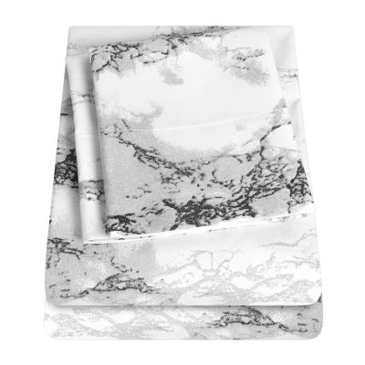 Sweet Home Collection Marble Printed Wrinkle Resistant Deep Pocket Sheet Set