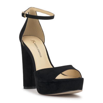 JS Jessica Simpson Womens Izzella Round Open Toe Chunky Heel Pumps