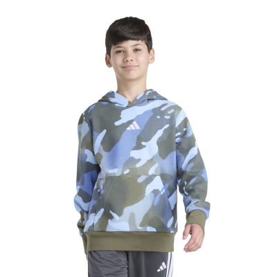 adidas Big Kid Boys Long Sleeve Embroidered Fleece Active Hoodie