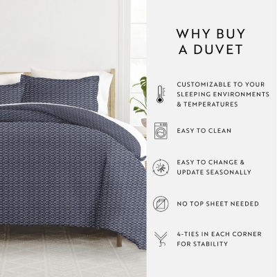 Casual Comfort Premium Ultra Soft Blue Diamond Pattern Duvet Cover Set