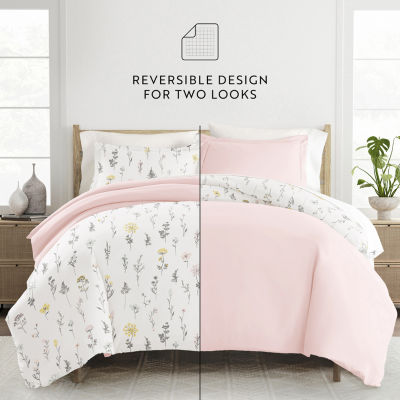 Casual Comfort Wild Flower Pattern Oversized Reversible Duvet Cover Set