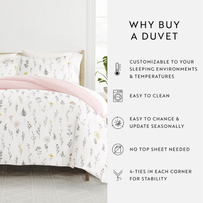 Casual Comfort Wild Flower Pattern Oversized Reversible Duvet Cover Set