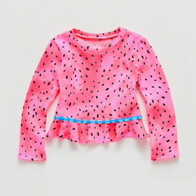 Okie Dokie Textured Toddler Girls Gingham 2-pc. Rash Guard Set