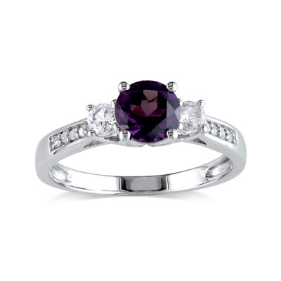 Simulated Alexandrite, White Sapphire and Diamond-Accent 10K White Gold Ring