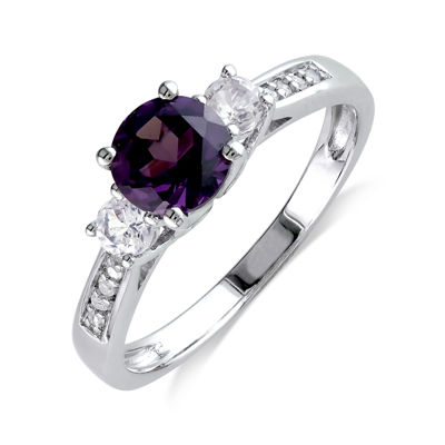 Simulated Alexandrite, White Sapphire and Diamond-Accent 10K White Gold Ring