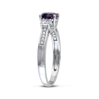 Simulated Alexandrite, White Sapphire and Diamond-Accent 10K Gold Ring