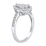 Certified Womens 1/2 CT. T.W. Genuine White Diamond 14K White Gold Pear Cocktail Ring