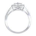 Certified Womens 1/2 CT. T.W. Genuine White Diamond 14K White Gold Pear Cocktail Ring