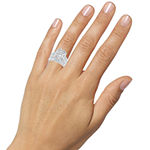 Signature By Modern Bride Womens 1 CT. T.W. Genuine White Diamond 10K White Gold Side Stone Halo Bridal Set