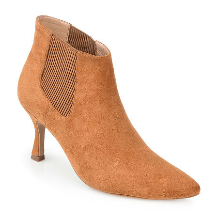Journee Collection Womens Elitta Kitten Heel Booties, 6 Wide, Brown