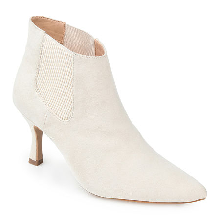Journee Collection Womens Elitta Kitten Heel Booties, 12 Medium, White