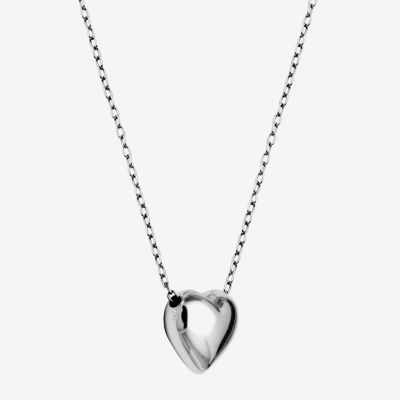 Sterling Silver Puffed Heart Pendant Necklace