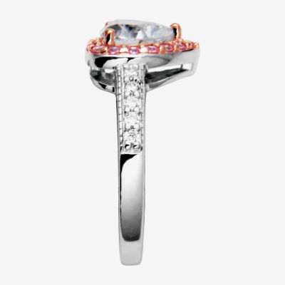 DiamonArt® Womens 2 3/4 CT. T.W. White Cubic Zirconia 14K Rose Gold Over Silver Heart Cocktail Ring