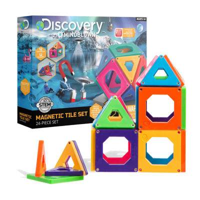 Discovery™ #Mindblown 24-Piece Magnetic Tile Building Blocks Set