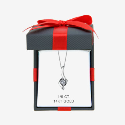 Sirena® 1/5 CT. Natural Diamond Solitaire Pendant 14K White Gold Ribbon Pendant Necklace