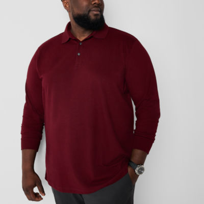 St. John's Bay Big and Tall Mens Regular Fit Long Sleeve Polo Shirt