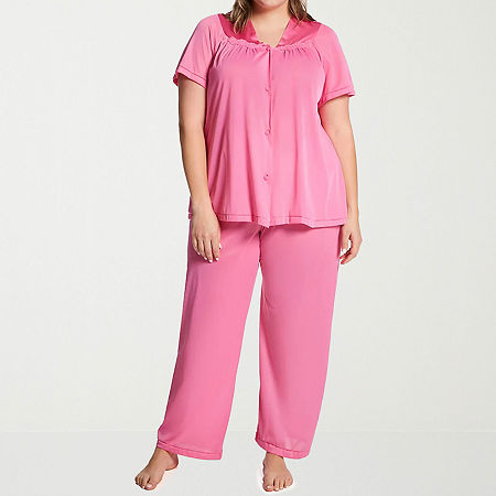Exquisite Form Womens V-Neck Short Sleeve 2-pc. Plus Pajama Sets, 3x, Pink