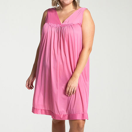 Exquisite Form Womens Plus Sleeveless V Neck Nightgown, 1x, Pink