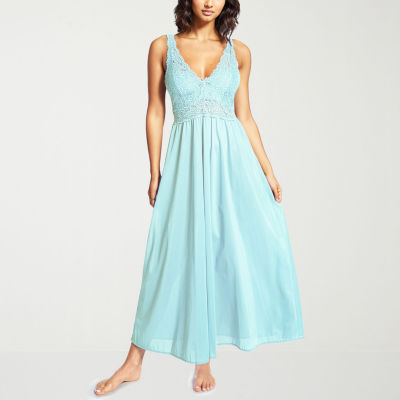 Exquisite Form 70107 Women's Classy Nylon Tricot Sleeveless Long Nightgown with Stretchy Lace