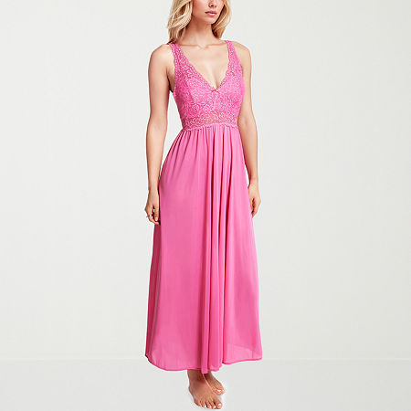 Exquisite Form Womens V Neck Sleeveless Average Figure Nightgown, Small, Pink