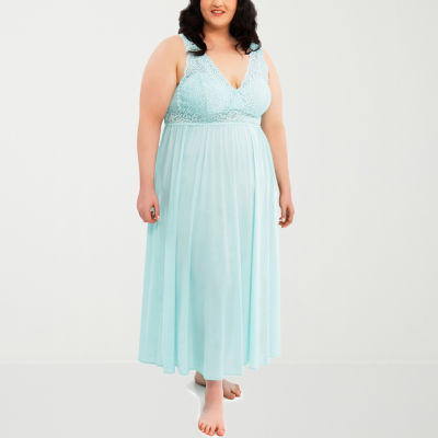 Exquisite Form 70807 Women's Plus-Size Classy Nylon Tricot Sleeveless Long Nightgown with Stretchy Lace (1X - 3X)