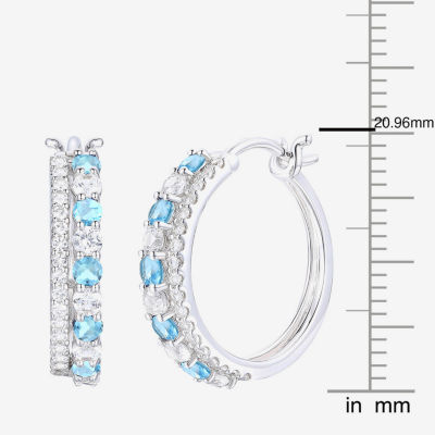 Genuine Blue Topaz Sterling Silver 20mm Hoop Earrings