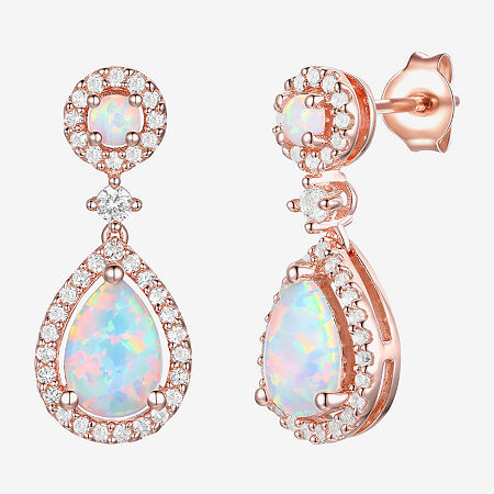 Womens Gemstone 14K Gold Over Silver Pear Drop Earrings, One Size, Opal