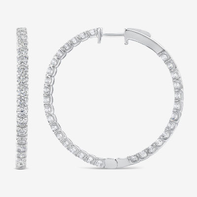 (G-H / Si2) 6 CT. T.W. Lab Grown White Diamond 14K White Gold 3.4mm Hoop Earrings