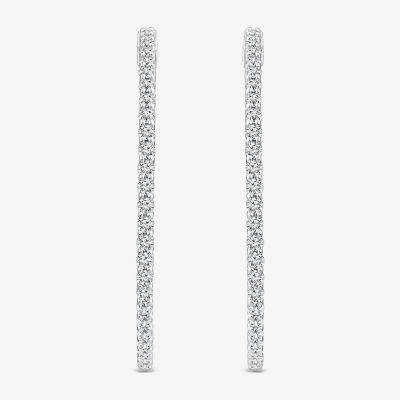 (G-H / Si2) 3 CT. T.W. Lab Grown White Diamond 14K White Gold 2.1mm Hoop Earrings