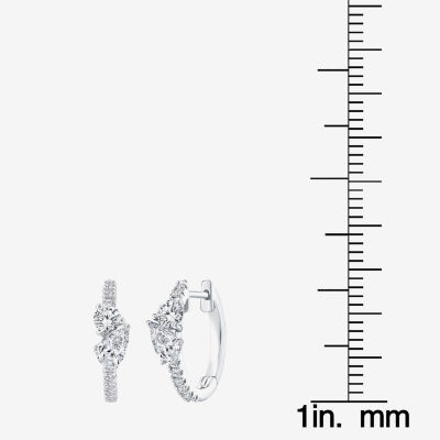 (G-H / Si2) 3 CT. T.W. Lab Grown White Diamond 10K White Gold 4.4mm Hoop Earrings