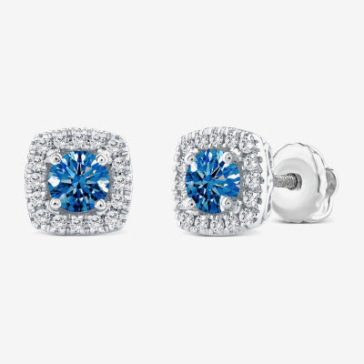 G-H / Si2) 1 7/8 CT. T.W. Lab Grown Diamond 14K White Gold 10.4mm Cushion Stud Earrings