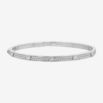 Diamonart White Cubic Zirconia Sterling Silver Bangle Bracelet