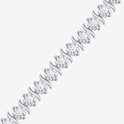 Diamonart White Cubic Zirconia Sterling Silver 7.25 Inch Tennis Bracelet