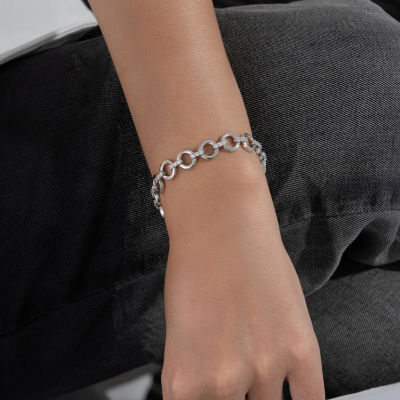 Diamonart Sterling Silver 7.25 Inch Circle Link Bracelet