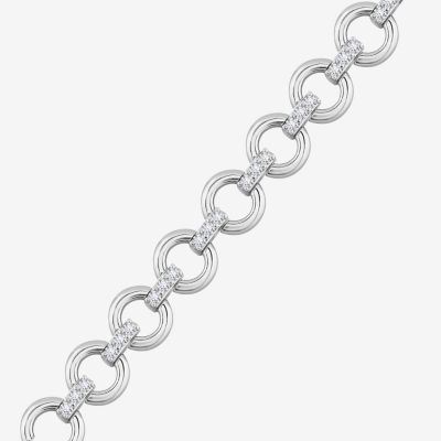 Diamonart Sterling Silver 7.25 Inch Circle Link Bracelet