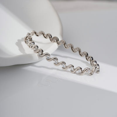 Diamonart White Cubic Zirconia Sterling Silver 7.25 Inch Tennis Bracelet