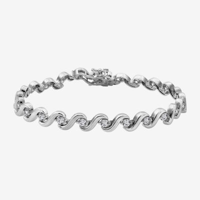 Diamonart White Cubic Zirconia Sterling Silver 7.25 Inch Tennis Bracelet