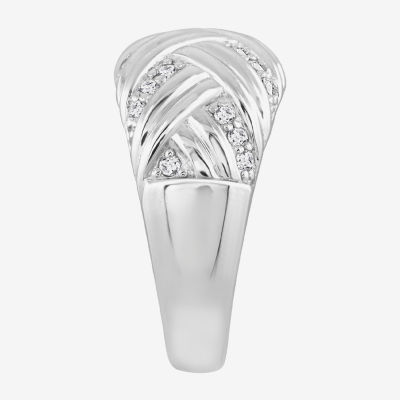 Diamonart Womens White Cubic Zirconia Sterling Silver Side Stone Cocktail Ring