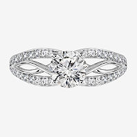 Diamonart Womens White Cubic Zirconia Sterling Silver Side Stone Engagement Ring, 7, Sterling Silver