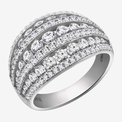 Diamonart Womens White Cubic Zirconia Sterling Silver Cocktail Ring