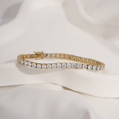 Diamonart White Cubic Zirconia 14K Gold Over Silver 7.25 Inch Tennis Bracelet