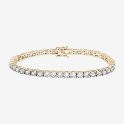 Diamonart White Cubic Zirconia 14K Gold Over Silver 7.25 Inch Tennis Bracelet