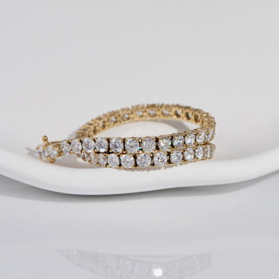 Diamonart White Cubic Zirconia 14K Gold Over Silver 7.25 Inch Tennis Bracelet